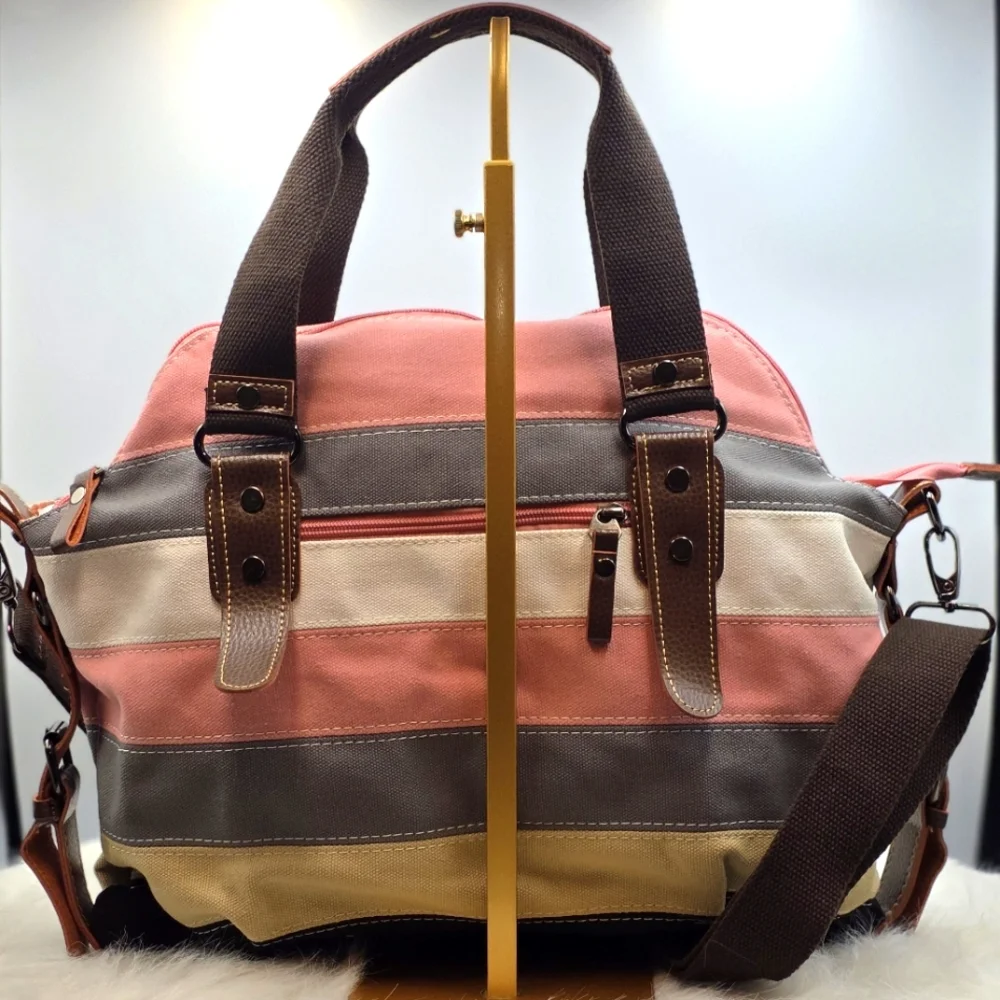 Canvas Multi Colored Stripe  Women's Bag With Crossbody Strap EUC - Picture 2 of 12